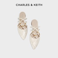 CHARLES & KEITH CHARLES&KEITH;女士交叉帶飾尖頭低跟涼鞋CK1-70920093