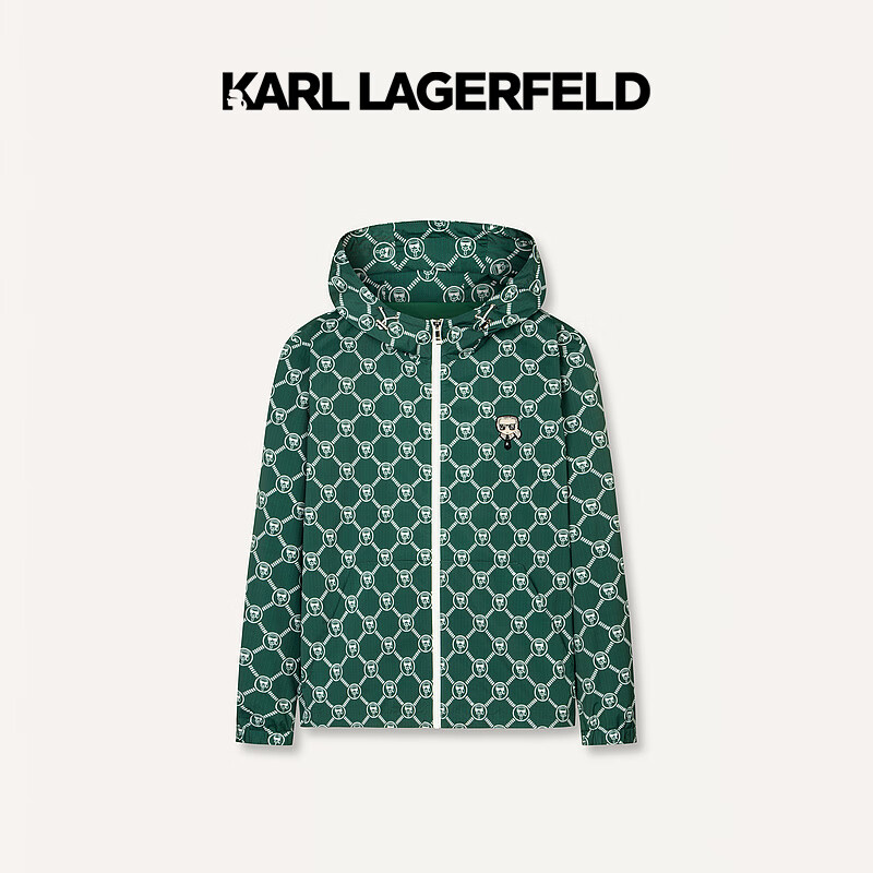 Karl Lagerfeld卡尔拉格斐轻奢老佛爷男装 2024夏款潮流休闲连帽薄夹克外套 绿色 52