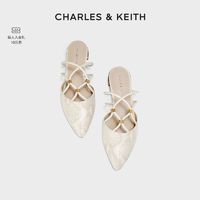 CHARLES&KEITH女士交叉带饰尖头低跟凉鞋CK1-70920093