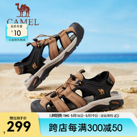 骆驼（CAMEL）2024夏季休闲凉鞋户外沙滩镂空透气免系鞋 G14M307627 土黄男 39