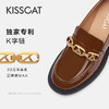 KISSCAT 接吻貓 鞋子秋季新款時尚樂福鞋潮復古鏈條厚底真皮單鞋小皮鞋女