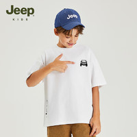 Jeep吉普儿童速干衣短袖T恤2024夏季夏款男童装女中大童休闲上衣 1312白色 160cm 【身高155-165】