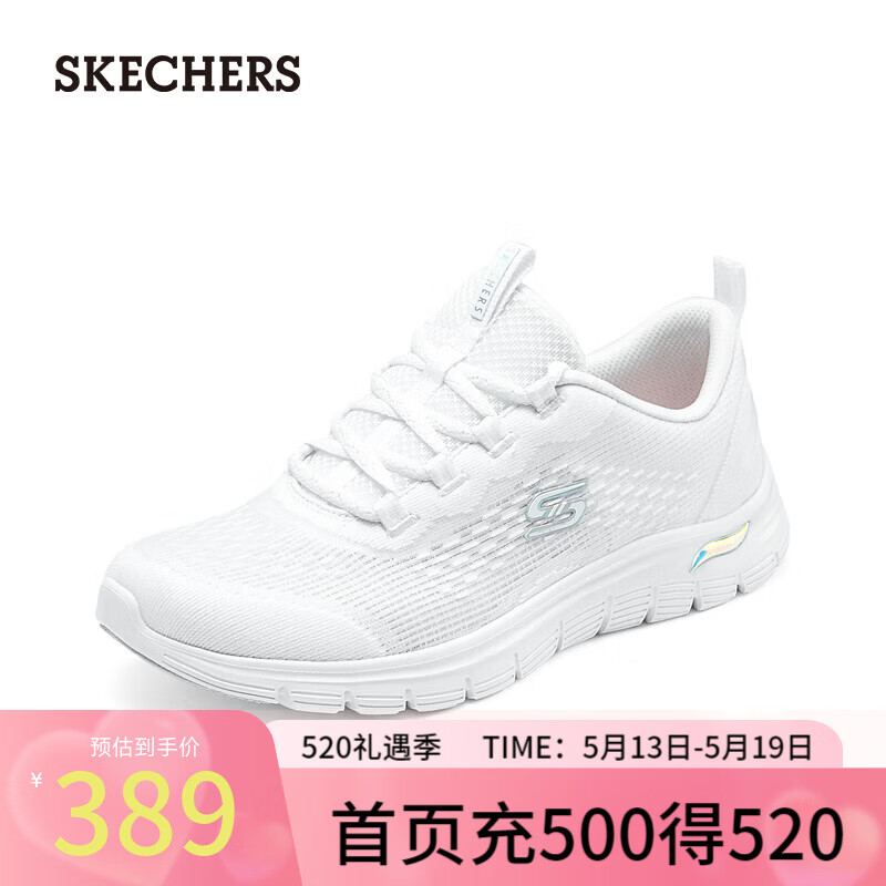 斯凯奇（Skechers）女士绑带运动休闲鞋104383 白色/WHT 36