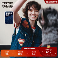 Teenie Weenie【莱赛尔混纺】小熊2024年夏季牛仔宽松马甲背心 深蓝色 155/XS
