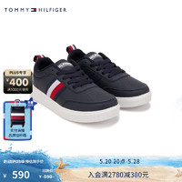 TOMMY HILFIGER24春夏童装男拼色条纹织带休闲鞋运动鞋板鞋TH100710 深蓝色410 39