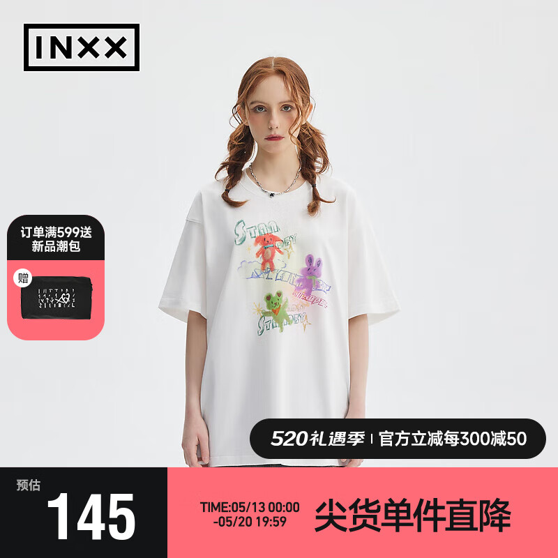 英克斯（inxx）Standby趣味涂鸦印花宽松休闲短袖T恤男女同款XME2010587 白色 L