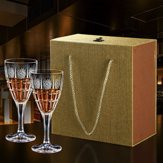 Glass 高斯 捷克高级进口水晶红酒杯设计感复古欧式风高脚杯女士生日礼物礼盒 手工雕花两只礼盒