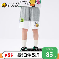 B.Duck小黄鸭童装男童夏季短裤2024儿童运动裤宝宝 浅花灰 140cm