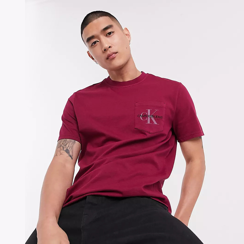 Calvin Klein/凯文克莱春夏季男士口袋小Logo印花刺绣潮牌短袖T恤