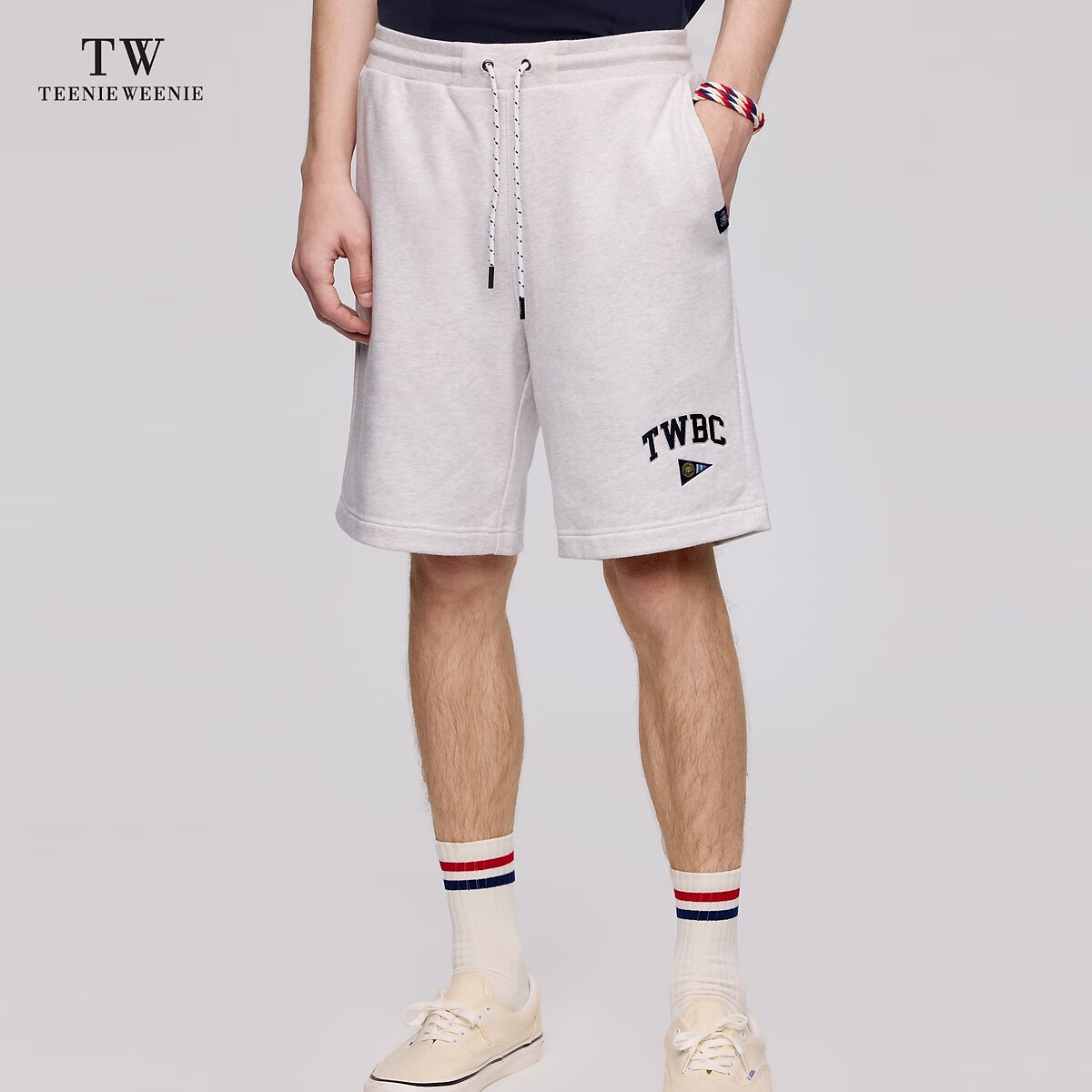Teenie Weenie Men小熊男装休闲裤男2024夏季短裤宽松运动直筒裤男 灰色 180/XL