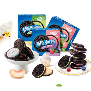 OREO 奥利奥 夹心饼干白桃乌龙冰淇淋多种口味休闲食品零食小吃388g*2箱