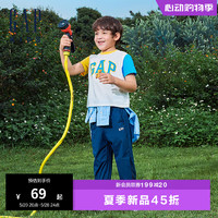 Gap男幼童2024夏季纯棉小熊印花logo撞色短袖T恤上衣465360 白色 90cm(1-2岁) 亚洲尺码