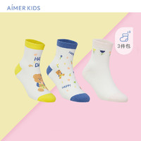 Aimer kids爱慕儿童多件包袜子蜡笔小熊女童短袜三件包AK1948342 蜡笔小熊印花 18（脚长16-18cm,4-6岁)