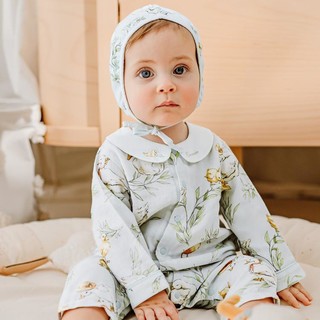 EMXEE 嫚熙 宝宝夏季纱罗长袖连体衣外出服新生婴儿连体衣和尚服