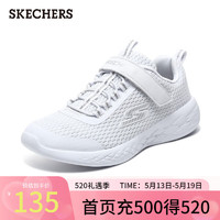 斯凯奇（Skechers）童鞋女秋时尚小白鞋魔术贴休闲运动鞋82007L 白色/WHT 35