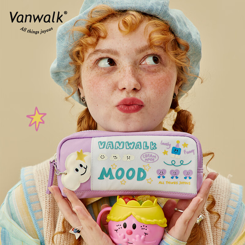 vanwalk心情系列 自制可爱化妆包学生开学指南文具收纳袋可爱简约小包  小包