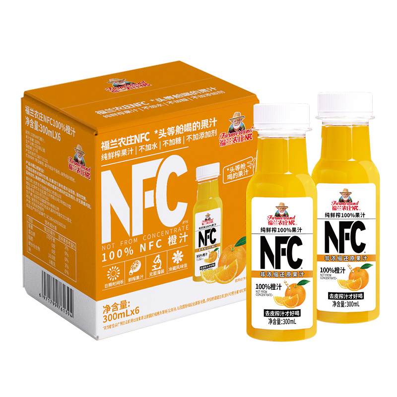 福兰农庄 100%NFC橙汁 300ml*6瓶