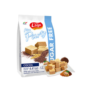 88VIP：Lago 爱利地 意大利进口包邮 lago爱利地无糖威化饼干可可味125g休闲夹心饼干