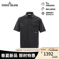 STONE ISLAND石头岛 24春夏 纯色薄款纽扣短袖衬衫 黑色 801511805-XL