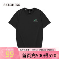 斯凯奇（Skechers）T恤男女款夏季短袖简约透气百搭运动上衣L223U046 碳黑/0018 XXL