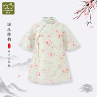拉比（Labi Baby）童装女童连衣裙儿童旗袍新中式国风碎花盘扣夏季小裙子