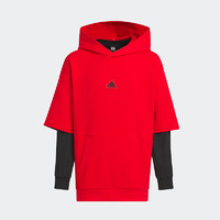 阿迪达斯 （adidas）男童二合一卫衣中大童儿童红色运动连帽外套IT4063 浅猩红 A116 
