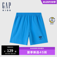 Gap男童2024夏季吸湿速干logo直筒松紧短裤运动休闲裤466758 蓝色 100cm(2-3岁) 亚洲尺码