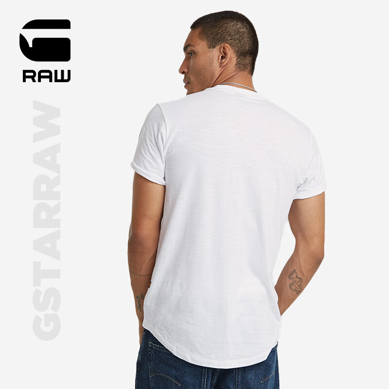 G-STAR RAW2024夏季男士高端t恤短袖Nifous圆领印花打底衫D24683 白色LOGO XS