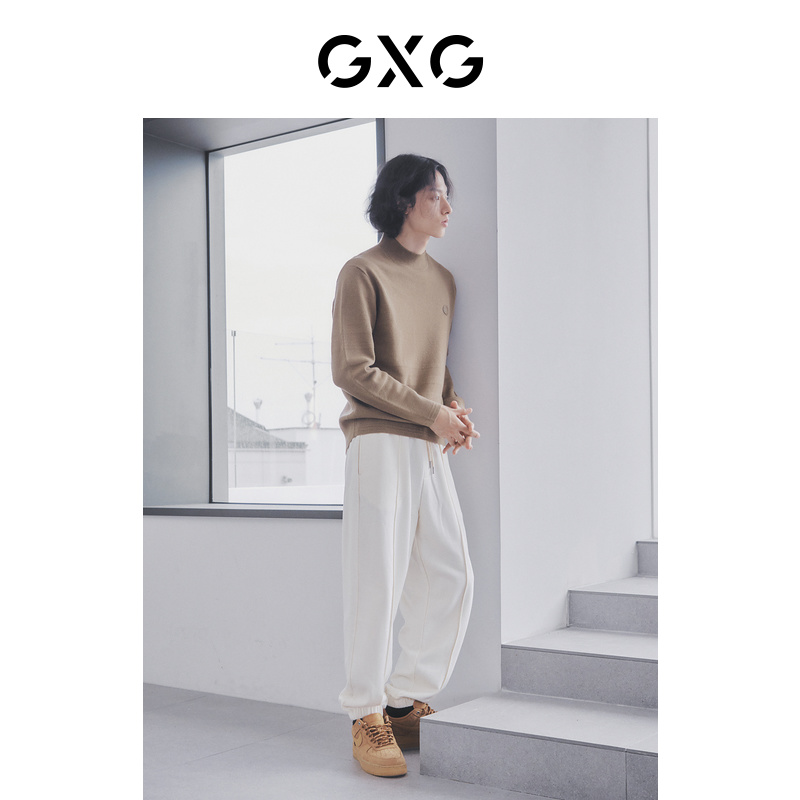 GXG奥莱 22年男装简约多色基础高领可机洗羊线衫冬季