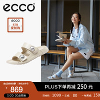 爱步（ECCO）拖鞋女 2024年夏季魔术贴圆头凉拖休闲外穿 科摩206883 石灰色20688301378 37
