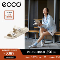 爱步（ECCO）拖鞋女 2024年夏季魔术贴圆头凉拖休闲外穿 科摩206883 石灰色20688301378 40