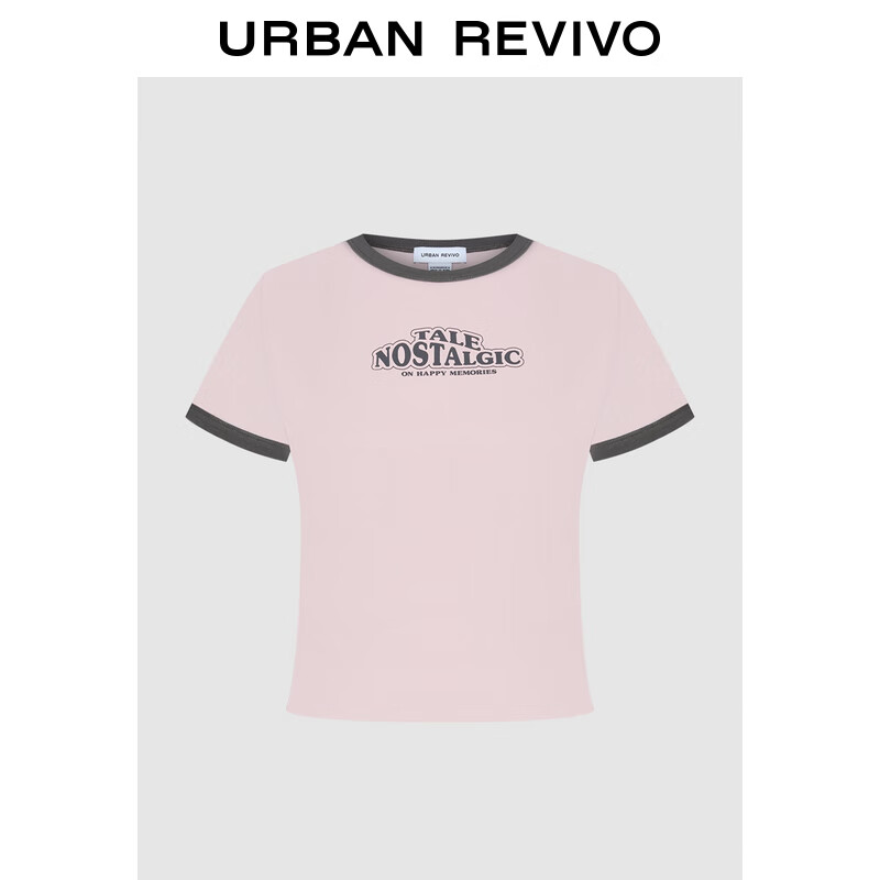 UR2024夏季新款女装潮流休闲撞色字母印花短袖T恤UWV440176
