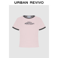 UR2024夏季女装潮流休闲撞色字母印花短袖T恤UWV440176 粉紫 S
