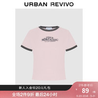 UR2024夏季女装潮流休闲撞色字母印花短袖T恤UWV440176 粉紫 XL