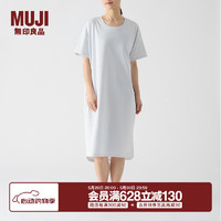 无印良品MUJI 女式 凉感天竺织 短袖家居睡裙 女夏季 FD13CC4S 烟熏蓝色 L-XL（170/92A）