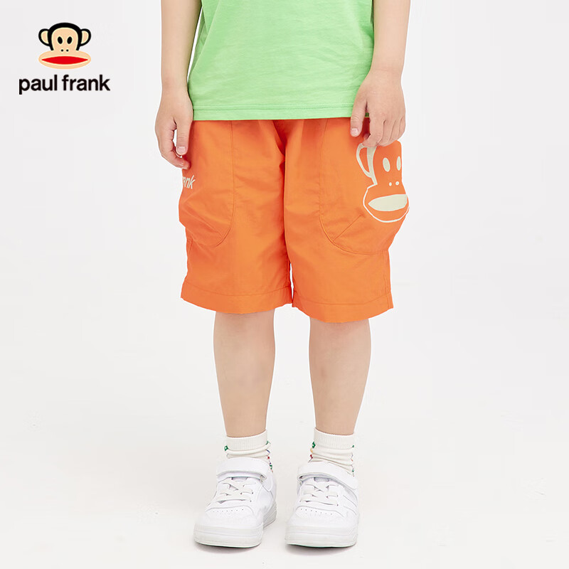 大嘴猴（paul frank）童装男童短裤夏季外穿2024速干冰丝透气薄款运动中大童五分裤 橘红 160