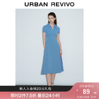 UR2024夏季女装时尚气质垂感开衩中长款连衣裙UWG740061# 蓝色() M