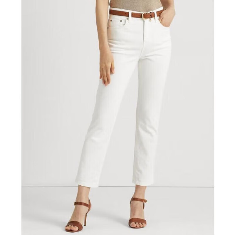 Polo Ralph Lauren女士牛仔裤高腰直筒裤修身版型美版 White Wash 4