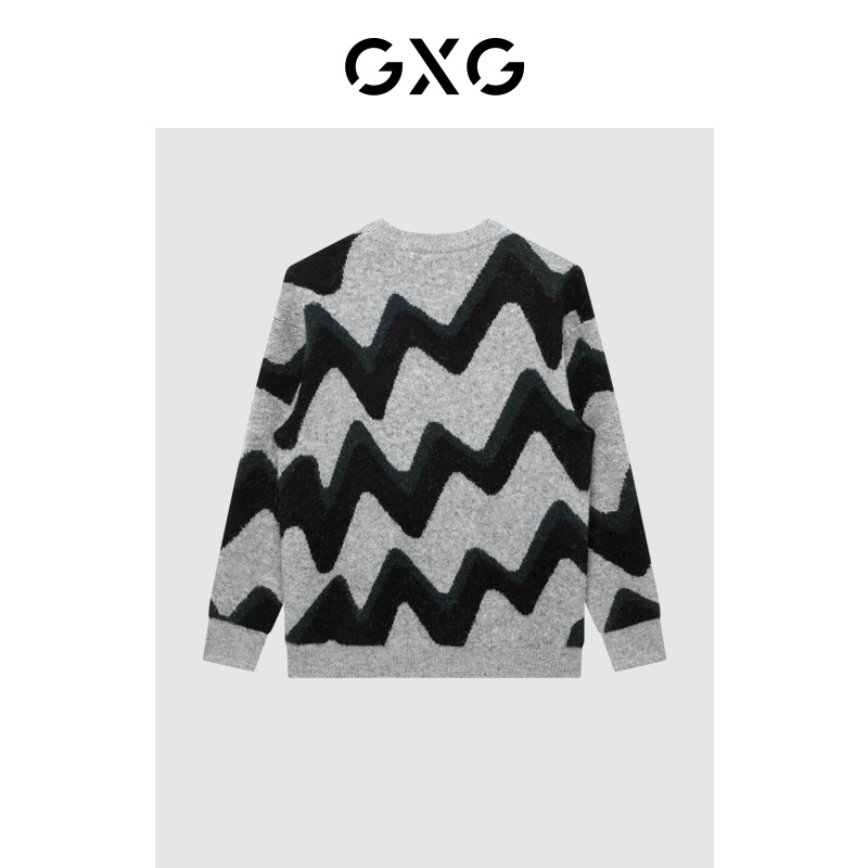 GXG男装绿意系列条纹低领毛衫2022年冬季