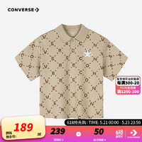 Converse匡威儿童装男童短袖上衣2024夏季女童印花Polo衫CNVN-PL-F739 燕麦色 160/76