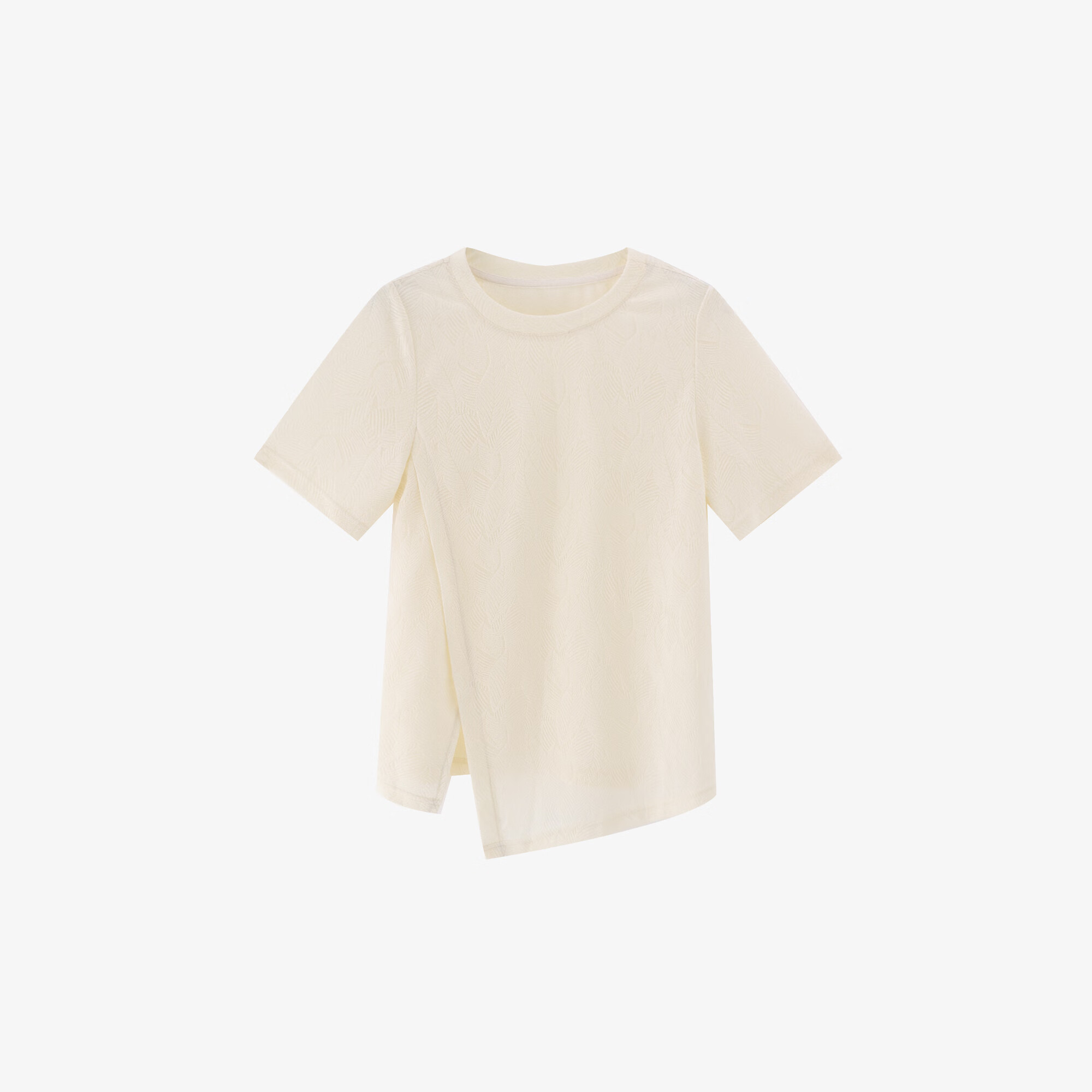 Basic House/百家好夏季圆领纯色短袖白色女士T恤-B0624B5A702 杏色 S85-110斤