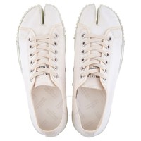 限尺碼：Maison Margiela 白色純棉帆布 Tabi 低幫運動鞋、