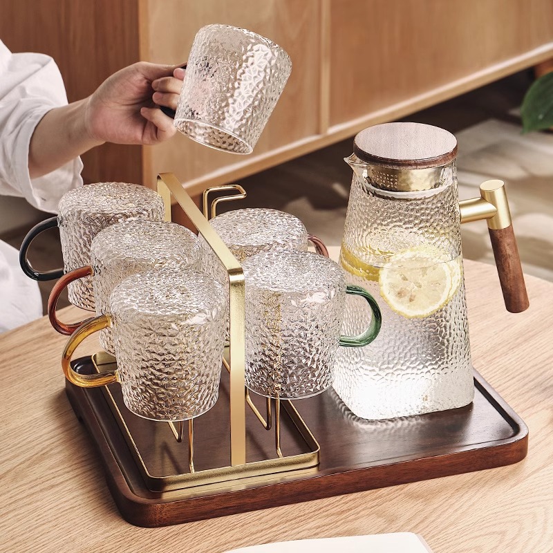 格娜斯水杯套装家用耐高温玻璃杯子带把手茶杯水壶家庭喝水杯具
