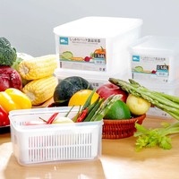 KABAMURA 日本冰箱保鮮盒廚房帶瀝水籃收納盒食物冷凍密封盒容器