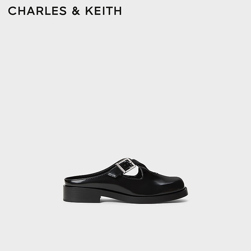 CHARLES&KEITH24夏简约交叉扣带穆勒包头半拖鞋CK1-70920147 Black Box黑色 37