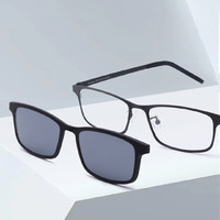 TUROK STEINHARDT Z TS商務近視眼鏡+磁吸偏光墨鏡片（高端蔡司，依視路鏡片可選） 方形 單購鏡架 黑色 0度（裝飾片）