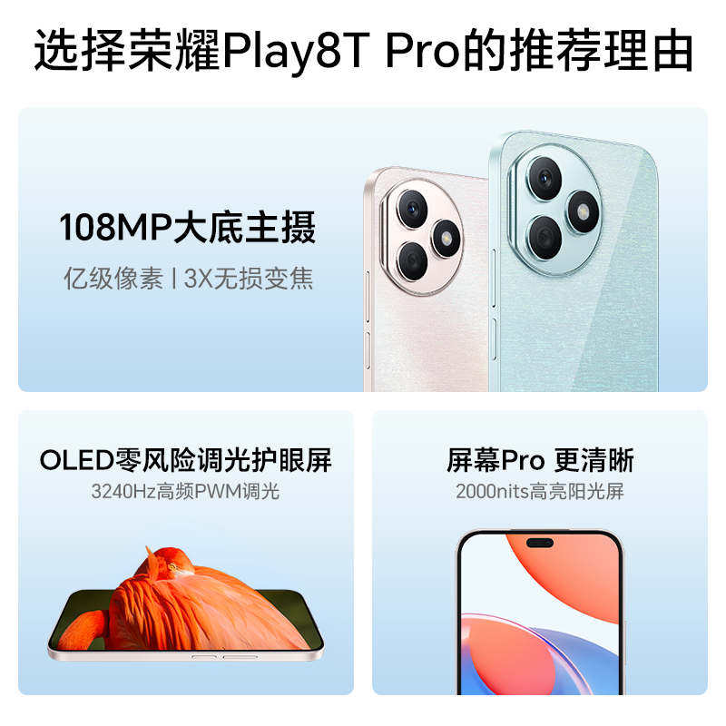 HONOR/荣耀Play8T Pro 亿级像素108MP大底主摄零风险调光护眼屏超轻薄长续航店