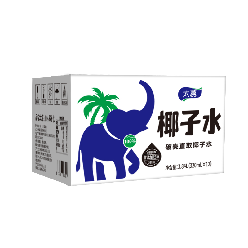 太慕越南100%椰子水NFC鲜青棷320ml*12瓶补水电解质0脂肪果汁