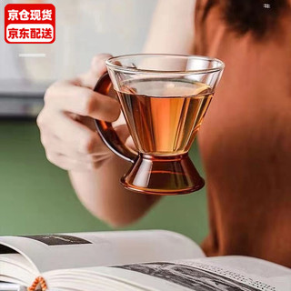丰陶张生 欧式北欧风花茶玻璃茶壶家用创意加厚玻璃壶杯功夫茶具水果茶壶红茶壶绿茶壶烧水煮茶壶泡茶器 欧式琥珀色带把杯