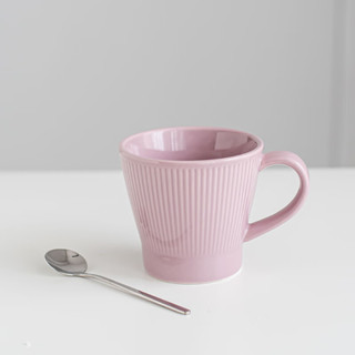 SUCCOHOMEWARE 陶瓷马克杯大容量情侣水杯子家居办公咖啡杯泡茶杯牛奶杯早餐杯 紫色条纹马克杯+勺